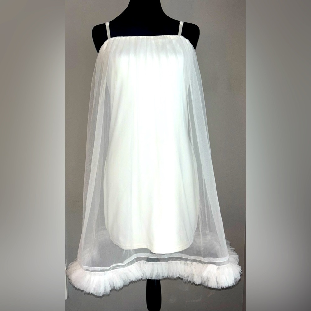 SHEIN White Sheer Overlay Chemise